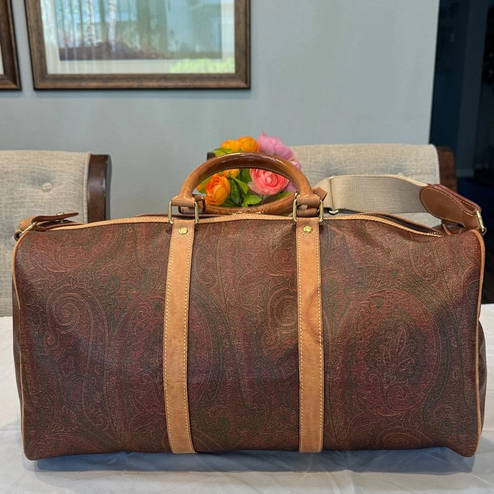 Authentic Etro Brown Paisley Travel Bag
